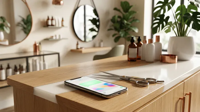 A smartphone displaying a messaging app placed on a marble table, next to a sheet of paper with a handwritten to-do list and a pencil.